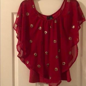 Beautiful red and gold sequined blouse